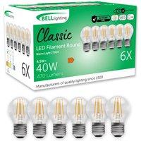 BELL Lighting E27 LED Filament Golf Ball Bulb Dimmable Warm White 470lm 4.5W | Size: Pack of 3