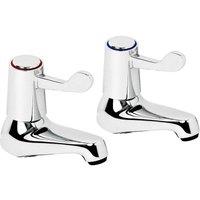 Nes Home Chrome Twin Lever 3/4 Contract Bath Taps with Ceramic Disc Hot & Cold Tap Set in Silver