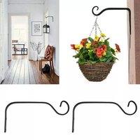 Havendro 2x Metal Hanging Basket Brackets Heavy Duty Plant Hook in Black