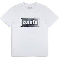 Rock Off officially Licensed Products Oasis Thread Band Logo T-Shirt in White | Size: Medium
