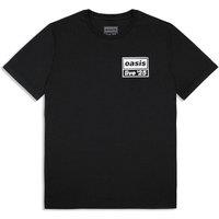 Rock Off officially Licensed Products Oasis Live 25 Distressed Lockup Pocket T-Shirt in Black | Size: XS