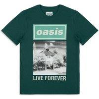 Rock Off officially Licensed Products Oasis Live Forever Single Cover T-Shirt in Green | Size: XS