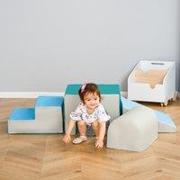 HOMCOM Baby Soft Play Set, 4 Piece Soft Play Equipment for Toddlers 12-36 Months, Climb & Crawl Foam Play, Kids Activity Play Toy