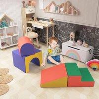 HOMCOM Baby Soft Play Set, 4 Piece Soft Play Equipment for Toddlers 12-36 Months, Climb & Crawl Foam Play, Kids Activity Play Toy in Red