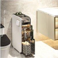 Living and Home 3-Tier Narrow Bathroom Storage Cabinet with Drawers & Wheels in White