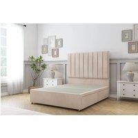 Sloomy Kansas Naples Divan Bed No Drawers With 26 Strutted Headboard in Light Sand | Size: Small Double