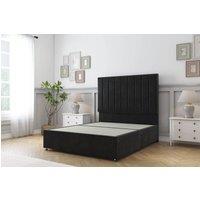 Sloomy Kansas Plush Divan Bed 2 Drawers With 26 Strutted Headboard in Black | Size: Small Double