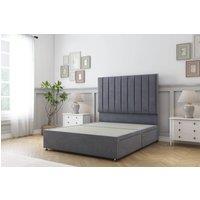 Sloomy Kansas Plush Divan Bed 2 Drawers With 26 Strutted Headboard in Dark Grey | Size: Super King