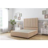 Sloomy Kansas Plush Divan Bed 2 Drawers With 26 Strutted Headboard in Stone | Size: Small Double