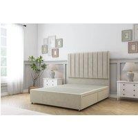 Sloomy Kansas Plush Divan Bed No Drawers With 54 Floor Standing Headboard in Cream | Size: Super King