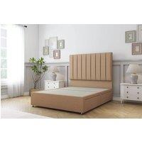 Sloomy Kansas Dumfries Divan Bed No Drawers With 54 Floor Standing Headboard in Light Brown | Size: Small Single