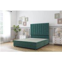 Sloomy Kansas Plush Divan Bed 4 Drawers With 54 Floor Standing Headboard in Emerald | Size: Super King