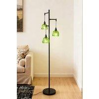 Living and Home 3-Light Floor Lamp with Foot Switch in Black