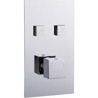 Bathroom Kingdom Menai Chrome Square Thermostatic Shower Valve - 2 Outlet in Silver