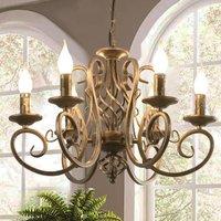Garwarm 6 Lights Candle Wrought Iron French Country Chandelier in Gold