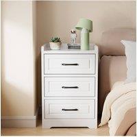 Living and Home Modern 3-Drawer MDF Bedside Table in White