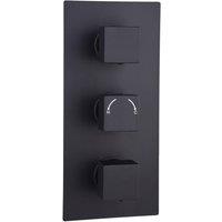 Bathroom Kingdom Menai Black Square Thermostatic Shower Valve - 2 Outlet