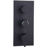 Bathroom Kingdom Menai Black Round Thermostatic Shower Valve - 2 Outlet