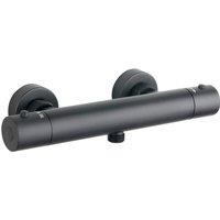 Bathroom Kingdom Menai Black Round Thermostatic Shower Bar Valve