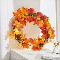 Living and Home Fall Wreath for Front Door Halloween Thanksgiving Decoration in Orange