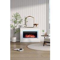 Living and Home Electric Fireplace Mantel with Multi-Color Flames in White