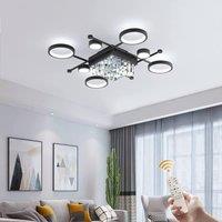 Garwarm 65W 8-Head Crystal Ceiling Light Flush Mount LED Chandelier in Black