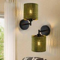 Garwarm 1 - Light Boho Farmhouse Wooden Armed Sconce (Set of 2) in Green