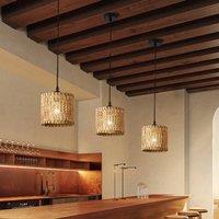 Garwarm Farmhouse Boho Wooden Pendant Light (Set of 3) (Set of 3) in Natural