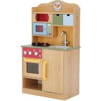 Teamson Kids Classic Florence Interactive Wooden Pretend Play Toy Kitchen, Wood Grain in Brown