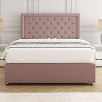 BSSPOKE Nova Plush Velvet Divan Bed Set 24 Headboard & Mattress No Drawers in Pink | Size: King