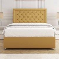 BSSPOKE Nova Plush Velvet Divan Bed Set 24 Headboard & Mattress No Drawers in Mustard | Size: Single
