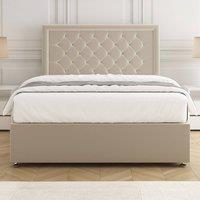 BSSPOKE Nova Plush Velvet Divan Bed Set 24 Headboard & Mattress No Drawers in Cream | Size: Single