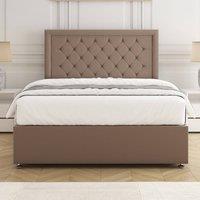 BSSPOKE Nova Plush Velvet Divan Bed Set 24 Headboard & Mattress No Drawers in Taupe | Size: Super King