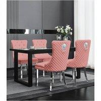 Groundlevel Set Of 2 Plush Velvet Dining Chairs with Lion Head Knocker in Pink