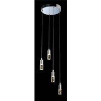 Netlighting Focus LED 4 Light Cluster Pendant Chrome Clear Acrylic Bubble Shade in Grey