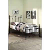 SlumberWorx Bayford Traditional Vintage Style Metal Bed Frame w 15cm Comfort Foam Mattress in Black | Size: Single