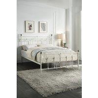 SlumberWorx Bayford Traditional Vintage Style Metal Bed Frame w 15cm Comfort Foam Mattress in White | Size: Single