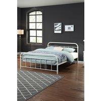 SlumberWorx Tewin Vintage Hospital Style Metal Bed Frame w 15cm Comfort Foam Mattress in White | Size: Single