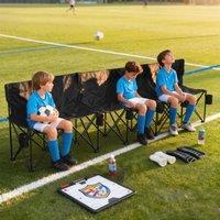 OUTSUNNY 6 Seater Folding Bench Camping Chair with Cup Holder Black in Blue