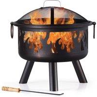 VonHaus Round Flame Fire Pit in Black