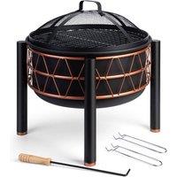 VonHaus Copper Rim Fire Pit in Black
