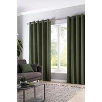 Fusion 'Sorbonne' 100% Cotton Light Filtering Plain Dyed Eyelet Curtains in Bottle Green | Size: 229 cm width x 183 cm drop