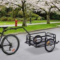 HOMCOM Folding Bicycle Cargo Storage Cart & Luggage Trailer with Hitch Black