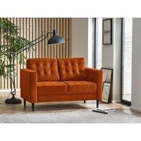 FurnitureboxUK Jade 2-Seater Soft Touch Velvet Sofa With Solid Wood Frame in Burnt Orange