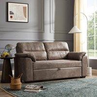 Home Detail Harley 2 Seater Faux Leather Pull Out Sofa Bed, Brown Faux Leather