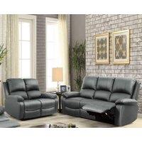 Comfy Living Ltd Bonded Leather Reclining Sofa Set 3 Seater & 2 Seater in Dark Grey