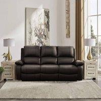 Comfy Living Ltd Bonded Leather Reclining 3 Seater Sofa in Brown