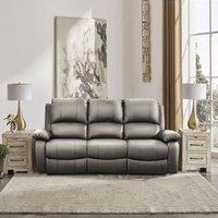 Comfy Living Ltd Bonded Leather Reclining 3 Seater Sofa in Light Grey