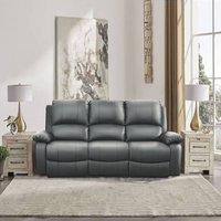 Comfy Living Ltd Bonded Leather Reclining 3 Seater Sofa in Dark Grey