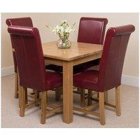 Thats Furniture Oslo 90 x 90 cm Oak Small Dining Table & 4 Washington Leather Chairs in Red